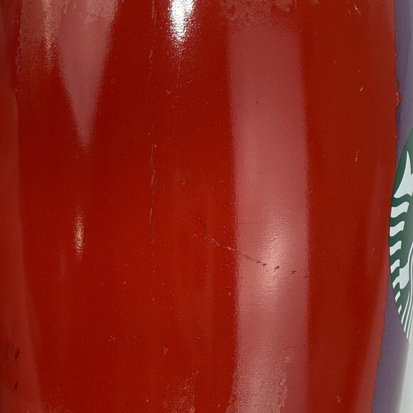 2 Starbucks Holiday Christmas Coffee Mug Red Purple Green Brushstrokes 12 Oz - Picture 12 of 16